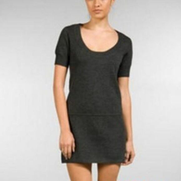Theory Jenilee B New Steady Wool Gray Tunic Sweater Dress Short Sleeve Small - Picture 2 of 8